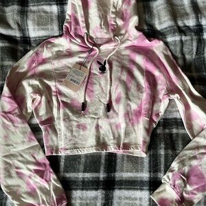 PLAYBOY Pink and White Hoodie